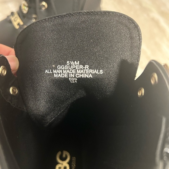 Guess Black Combat Boots with Gold Accents - Picture 6 of 9